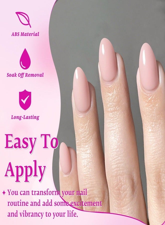 LuckForever 240pc Petal Pink Press on Nails Almond Fake Nails with Adhesive Tabs, Medium Almond Nails Press ons Medium Glue on Nails Acrylic Nails Stick False Artificial Fingernail for Women Girls - Image 4